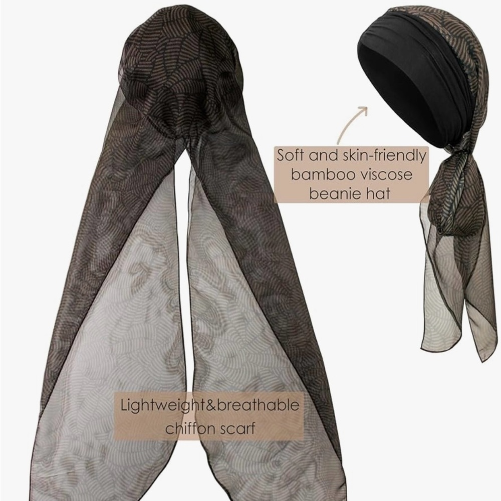Caplord Woman chemo head-wrap black and brown lightweight head covering hat